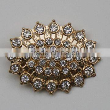 ellipse Shaped Zinc Alloy Buckle Shoe Decoration Gold