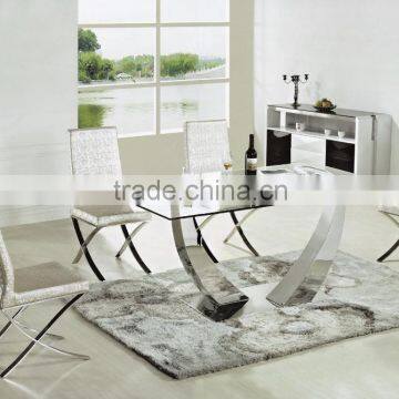 Simple Modern Stainless Steel Dining Table Set Tempered Glass Dining Table Stainless Steel Table With Glass Top