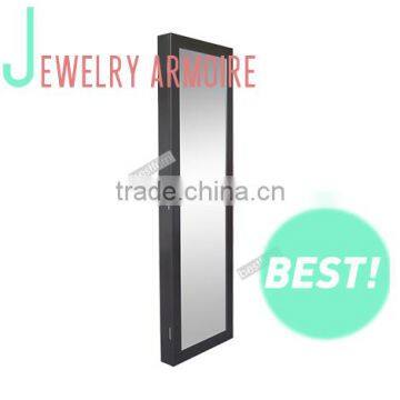 Mirrored Jewelry Cabinet Armoire Organizer Storage Wall Mount Jewelry Case Black