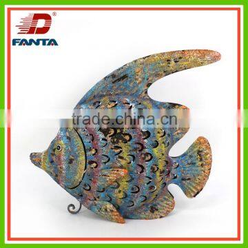 Vivid summer series metal ocean fish with LED light for home decor