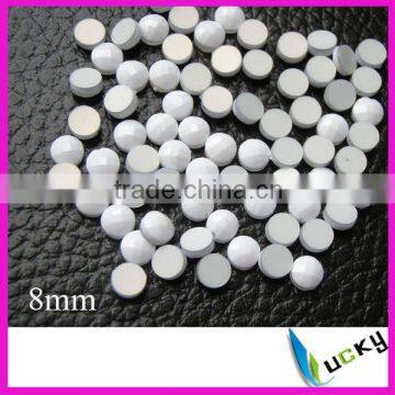 round 8mm hot fix epoxy faceted epoxy opaque white color