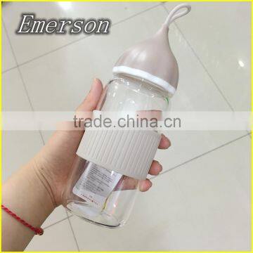Silicone Cover sport glass coffee bottle new design white glass coffee bottle price