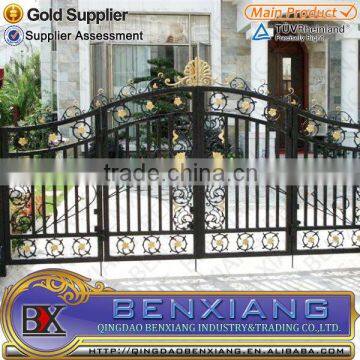 Black powder coated cheap wrought iron fence gate made in China