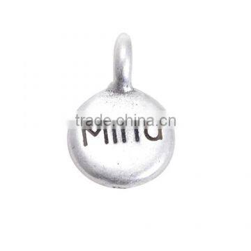 Wholesale 12.5*8mm round silver mind zinc alloy Jewelry charm