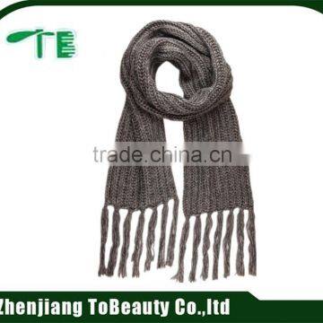 fashion acrylic knit scarf with tassels