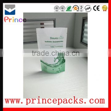 Wet wipes packaging plastic zip lock bags stand up pouches