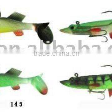 classic soft bait pike style swimbait imbeded lead and hooks