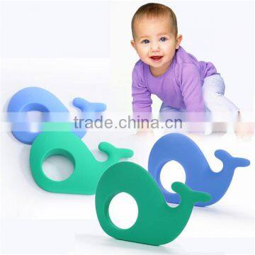 Mixed Color Whale Shape Silicone Baby Teether Toy BPA Free