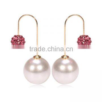 European Double Ball Pearl Side Stick Earrings For Women