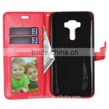 Cell Phone PU Leather Flip Card-slot Case for ASUS ZenFone 3 ZE552KL 5.5