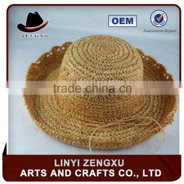 Recycled natural grass paper straw boater hat