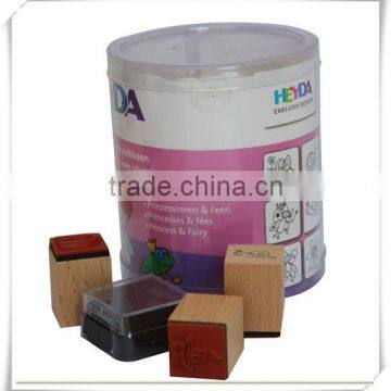 PVC bottle packed wooden rubber stamp