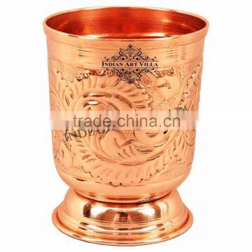 Handmade Designer Pure Copper Glass 350 ML - Serving Water Home Hotel Good Health Yoga, Ayurveda