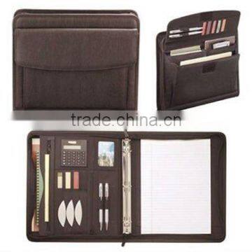 BLACK A4 LEATHER ZIPPER EXECUTIVE FOLDER