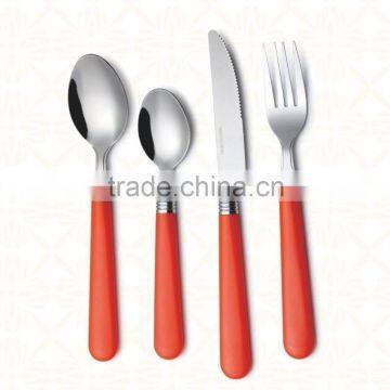 cutlery set, stainless steel with plastic handle