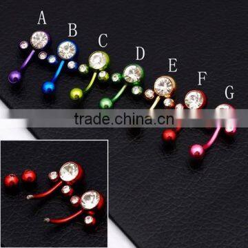 Fashion Stainless Steel Colorful Crystal Body Piercing Jewelry photo-4