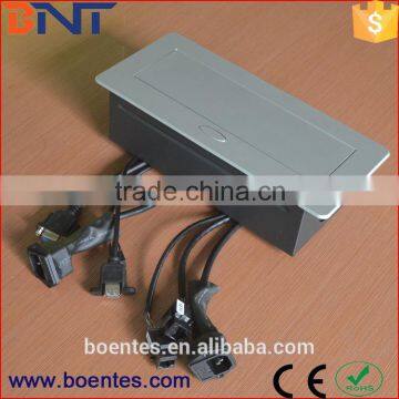 Zinc Alloy Desktop Table Pop Up Socket Box With Cable Connectors+HDMI+USB+VGA+Audio+Data for Conference Furniture photo-6