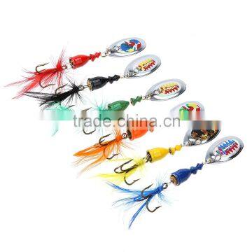 6Pcs 7cm 4g Hard Fishing Lures Spoon Noise Sequin Paillette Baits With Feather Treble Hook Set Tackle photo-6