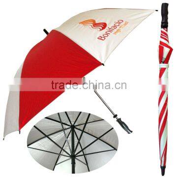 2016 UV combination red white color logo print windproof golf umbrella