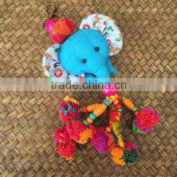 Thailand style human made multi-color elephant key ring for girls