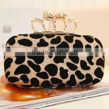 2014 skull evening bag leopard grain evening bag