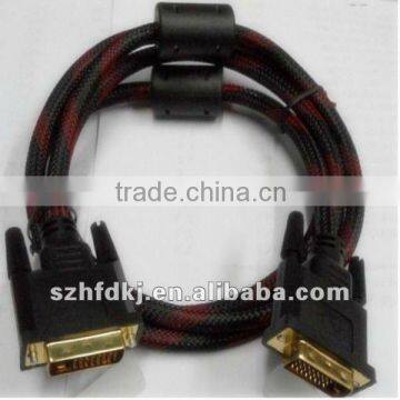 dual nylon braided 2 port dvi to dvi cable