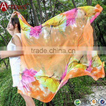 Infinity Chiffon 100% Polyster Silk Imitated Fabric Material Women Girls Scarves and Shawls Wrap With Printed Patterns