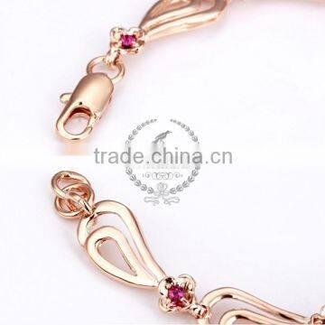 18KGP Rose Gold Plated Purple Crystal Rhinestone Austria Crystal Elements Women Bangle Bracelet Fashion Jewelry B004 photo-3