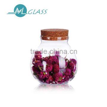 Wholesale 500ml heat resistant handmade glass jars with wood lid 6303