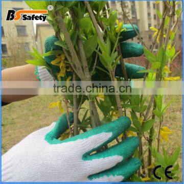 BSSAFETY Latex Coating Slip-resistant Green Nitril Gloves