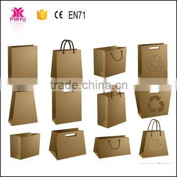 Shanghai Factory custom printing brown kraft paper bag with paper handle