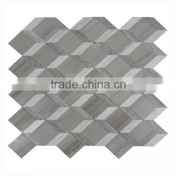 2017 New design wooden gray mosaic 3d marble for home decor