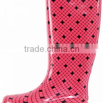 wholesale pink star print cheap rubber rain boots for women