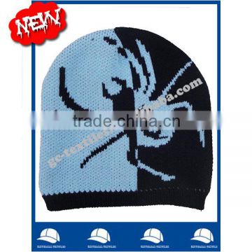 new product for 2014 Wholesale china manufacture OEM CUSTOM LOGO spider skull jacquard winter men acrylic beanie hat and cap