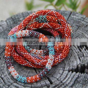 Hand Crochet Rollover Glass Bead Bracelets photo-2