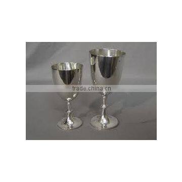 Silver Gold Plated Brass Goblet Wine Glass four piece Set with Velvet Box-Exclusive Collection Good Diwali Gift Decor Show piece