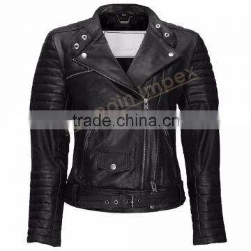 Women's Black biker leather jacket