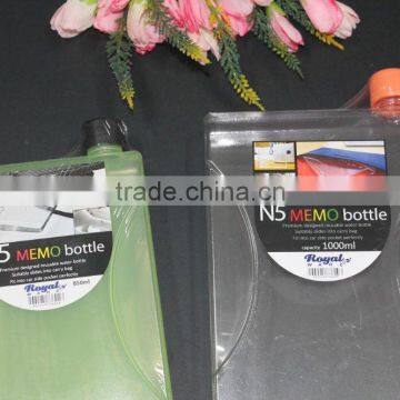 A5 850ml Flat Transparent Memo Water Bottle, N5 1000ml Memo Water Bottles, 2016 Design Memo Water Bottle! photo-4