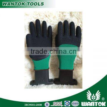 Wantok Green Polyester with Black Latex Foam Coating Safety Gloves