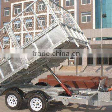 Fully Hot Deep Galvanized Tipping Trailer 2 Ton ,dump Wagon, Tandem Axles With Battary Oil Tank and Wire Mesh Fence photo-6