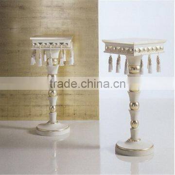 World Precious Tassel Design Telephone Stand, Gold Leaf Pedestal Square Telephone Stand