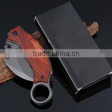 High Quality Outdoor Survival Wooden Handle Hunting Hook Knife