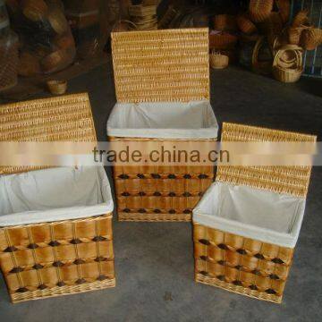 round wood laundry basket with lid for dirty clothes