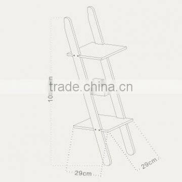 Hot Sale Wood Corner Storage Shelf 3 Tier Wood Leaning Ladder Book / Magazine Shelf photo-6