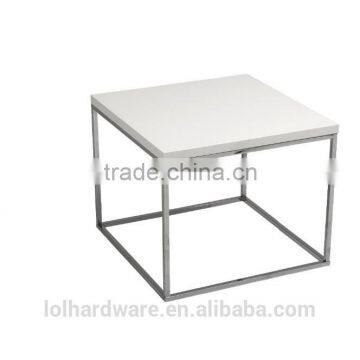 Euro Style stainless steel base Side Table, White Lacquer/Chrome