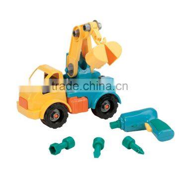 2015 hot icti audited plastic truck crane toy for kids gift,funny self-assembly educational crane toy from ICTI factory