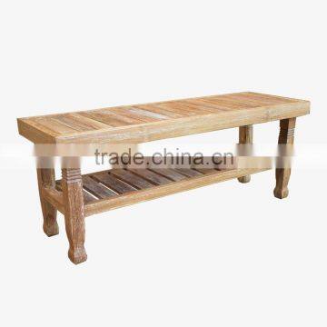 Teak Bench Whitewashed Japan Natural photo-3