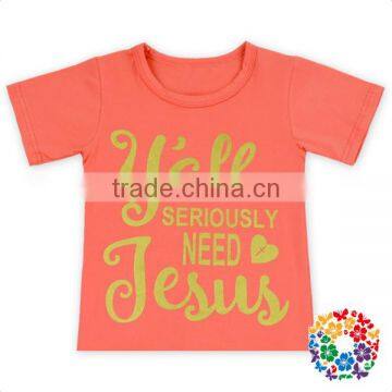 Short Sleeve Baby Girls Shirt Adorable Orange Cotton Shirts 0-6 Years Old Young Girl Tee Shirt