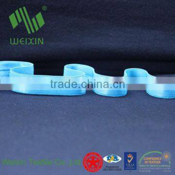 Blue Spandex Nylon Woven Plush Shiny Fold Over Elastic for Lingerie FOE photo-5