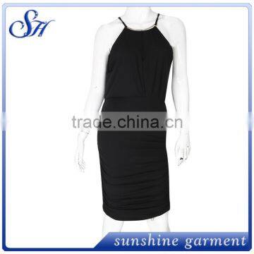 Women's Sling Summer Solid Elegant Dress photo-3